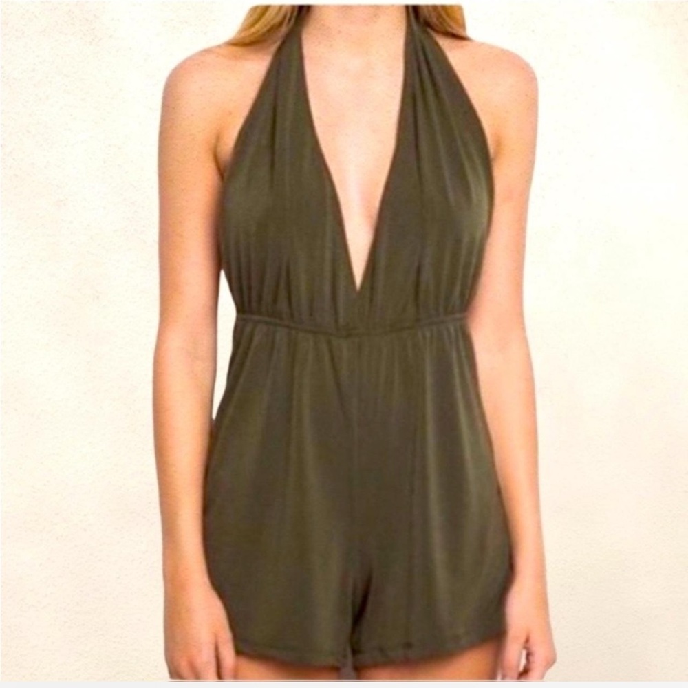 Brandy Melville Backless Olive Romper